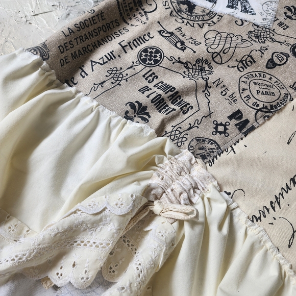 Maxi Skirt Shabby Upcycled Antique Lace Vintage European Cotton Patching - Picture 9 of 16